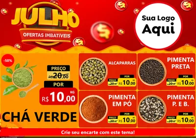 Modelo de Encarte para Encarte A4 Horizontal com o tema Julho Ofertas Imbatíveis para Produtos Naturais