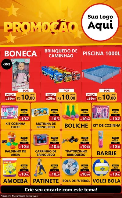 Modelo de Encarte para Encarte Grande com o tema Promoção para Brinquedos