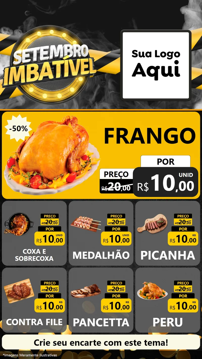 Modelo de Rede Social para Stories com o tema Setembro Imbatível para Assados