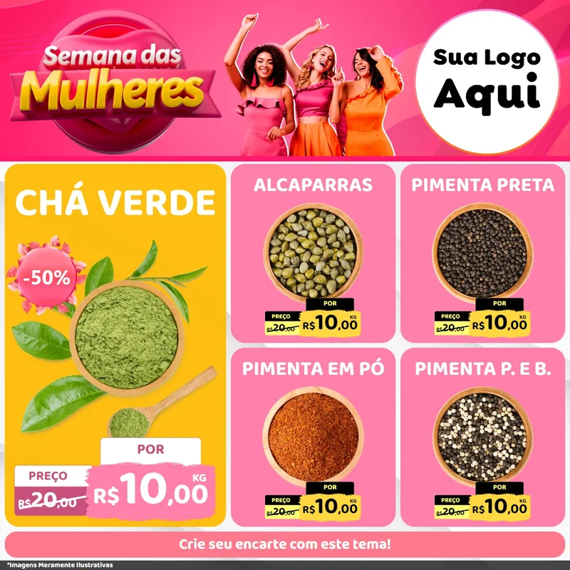 Modelo de Rede Social para Feed Facebook com o tema Semana das Mulheres para Produtos Naturais