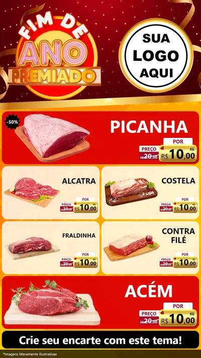 Modelo de TV para TV Vertical com o tema Fim de Ano Premiado para Açougue