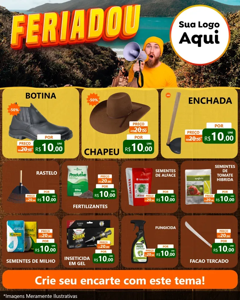 Modelo de Rede Social para Feed Instagram com o tema Feriadou para Agropecuária