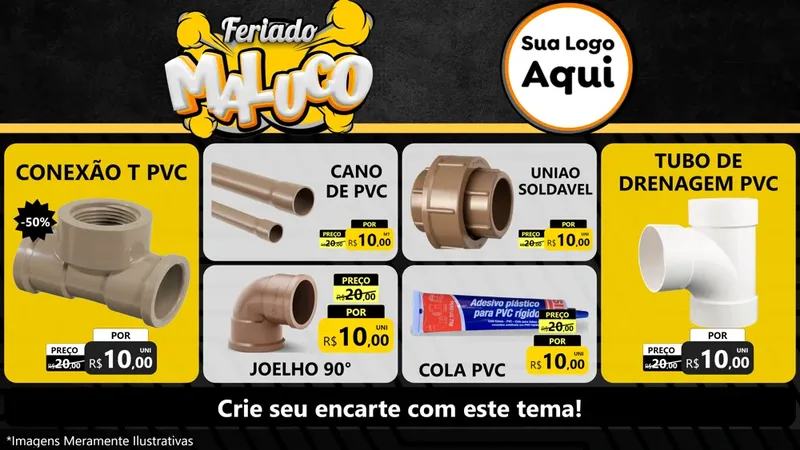 Modelo de TV para TV Horizontal com o tema Feriado Maluco para Tubos e conexões