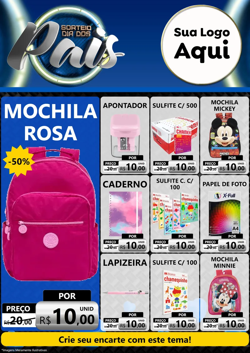 Modelo de Encarte para Encarte A4 Vertical com o tema Sorteio Dia Dos Pais para Papelaria