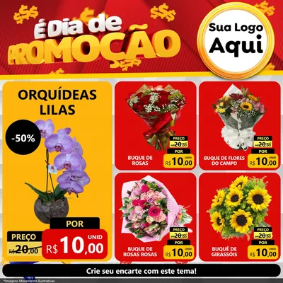 Modelo de Rede Social para Feed Facebook com o tema É Dia De Promoção para Floricultura e jardim
