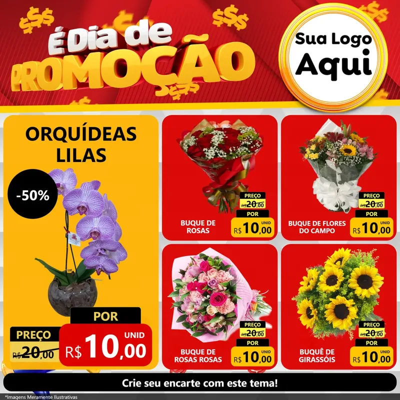 Modelo de Rede Social para Feed Facebook com o tema É Dia De Promoção para Floricultura e jardim