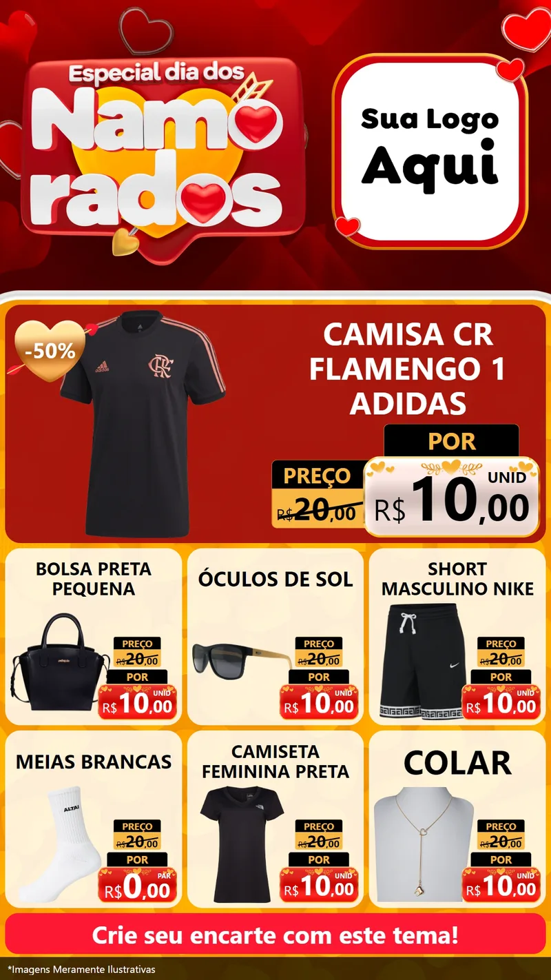 Modelo de Rede Social para Stories com o tema Especial Dia dos Namorados para Roupas e acessórios