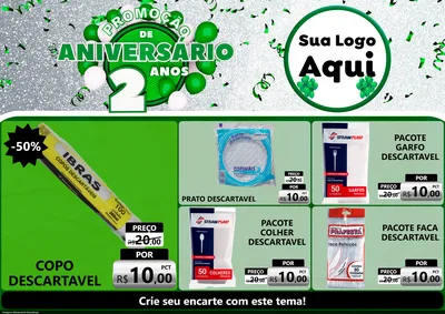 Modelo de Encarte para Encarte A4 Horizontal com o tema Promoção de Aniversário - 2 Anos para Embalagens