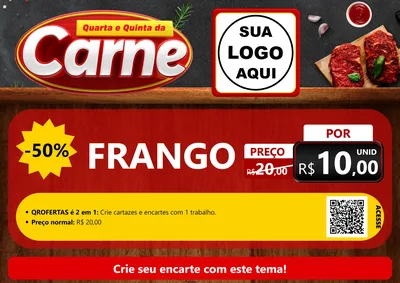 Modelo de Cartaz para Cartaz A4 Horizontal com o tema Quarta e Quinta da Carne para Assados