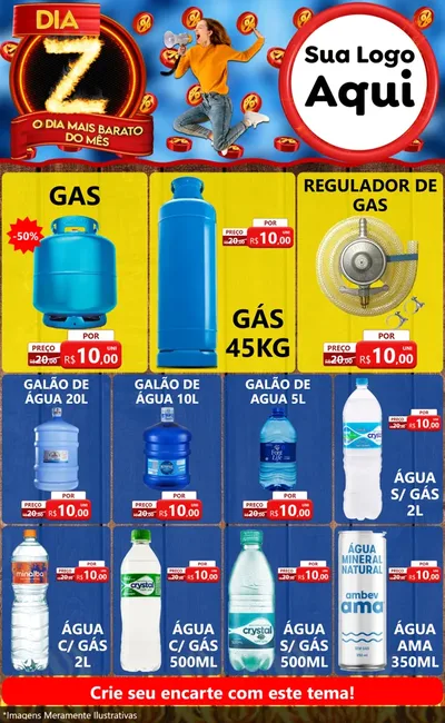Modelo de Encarte para Encarte Grande com o tema Dia Z - O Dia Mais Barato Do Mês para Água e gás