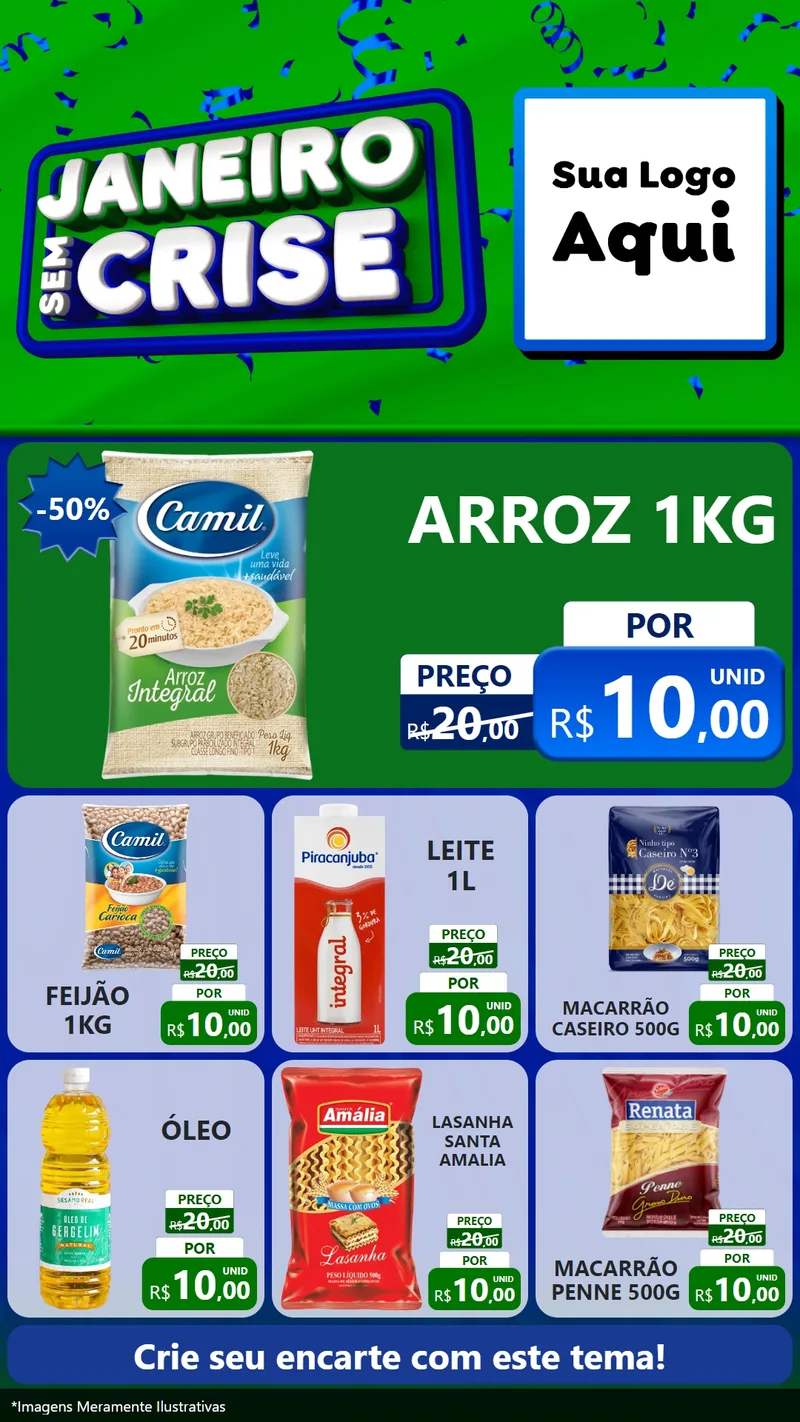 Modelo de Rede Social para Stories com o tema Janeiro Sem Crise para Supermercado