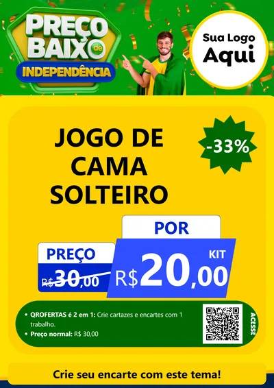 Modelo de Cartaz para Cartaz A4 Vertical com o tema Preço Baixo de Independência para Cama, Mesa e Banho