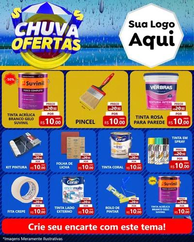 Modelo de Rede Social para Feed Instagram com o tema Chuva de Ofertas para Tintas e Ferramentas