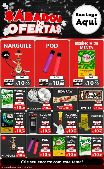 Modelo de Encarte para Encarte Grande com o tema Sabadou de Ofertas para Tabacaria