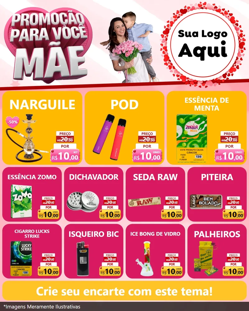 Modelo de Rede Social para Feed Instagram com o tema Promoção Para Você Mãe para Tabacaria