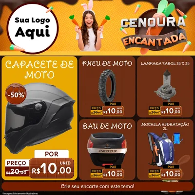 Modelo de Rede Social para Feed Facebook com o tema Cenoura Encantada - Páscoa para Moto peças