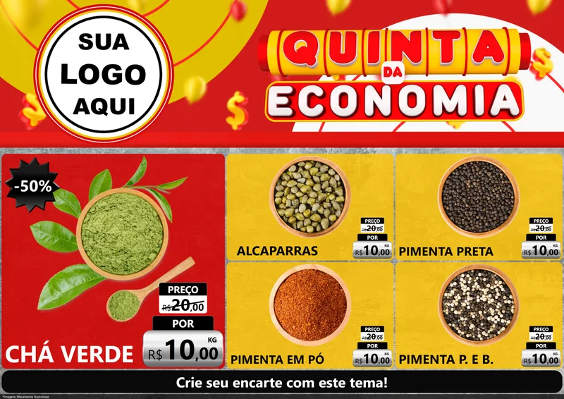 Modelo de Encarte para Encarte A4 Horizontal com o tema Quinta da Economia para Produtos Naturais