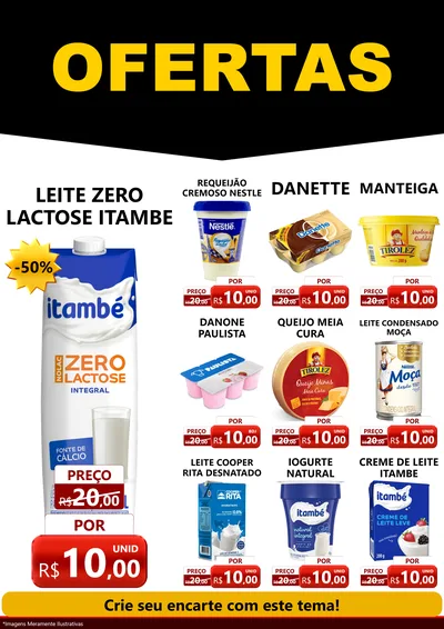 Modelo de Encarte para Encarte A4 Vertical com o tema Ofertas Preto e Vermelho Cartaz para Frios e Laticínios
