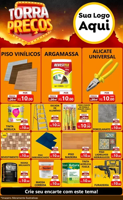 Modelo de Encarte para Encarte Grande com o tema Torra Preços para Material para Construção