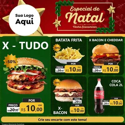 Modelo de Rede Social para Feed Facebook com o tema Especial de Natal para Hamburgueria