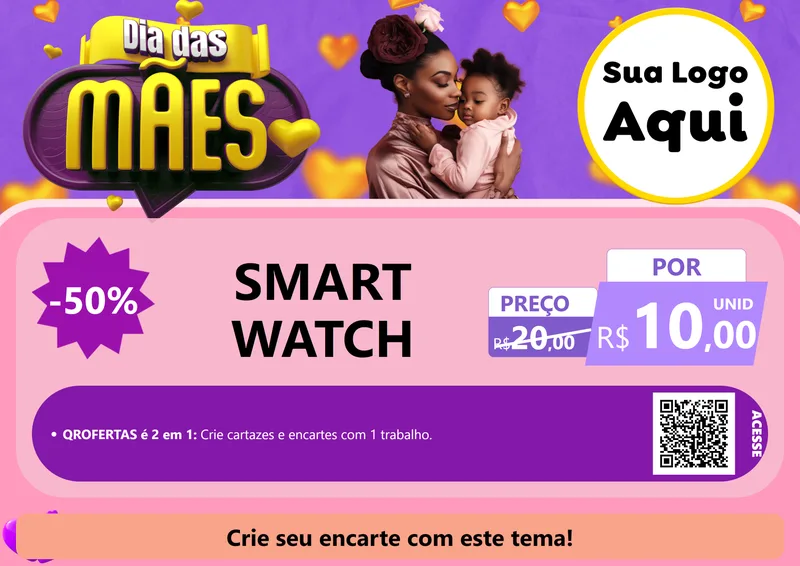 Modelo de Cartaz para Cartaz A4 Horizontal com o tema Dia das Mães para Informática