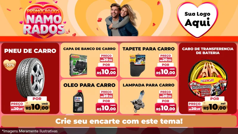 Modelo de TV para TV Horizontal com o tema Promoção dos Namorados para Auto peças
