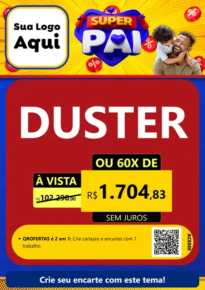 Modelo de Cartaz para Cartaz A4 Vertical com o tema Super Pai para Concessionaria de Carros
