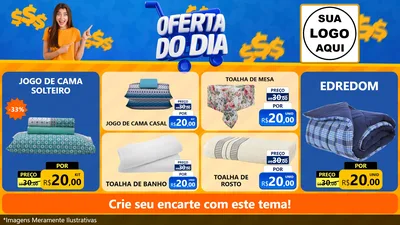 Modelo de TV para TV Horizontal com o tema Oferta do Dia para Cama, Mesa e Banho