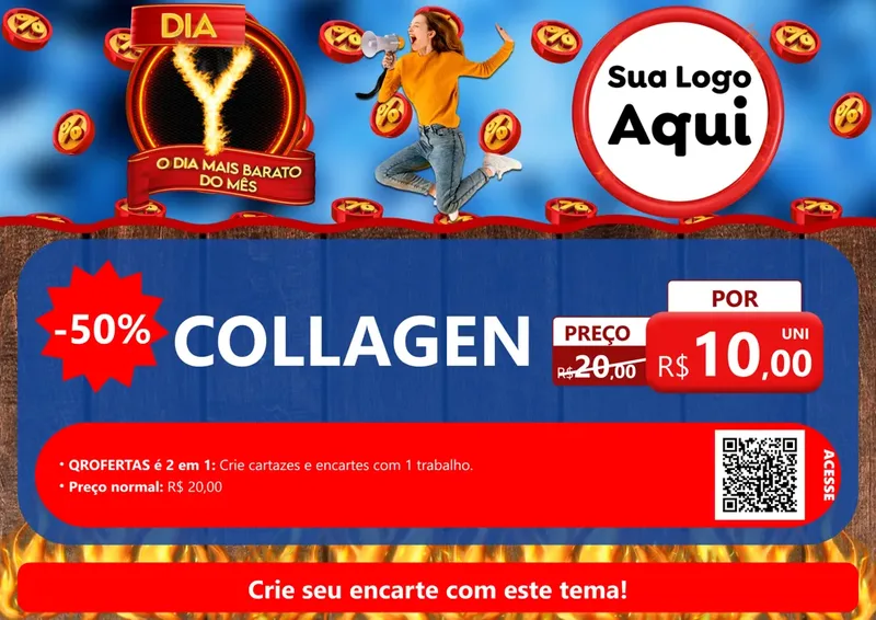 Modelo de Cartaz para Cartaz A4 Horizontal com o tema Dia Y - O Dia Mais Barato Do Mês para Suplementos alimentares
