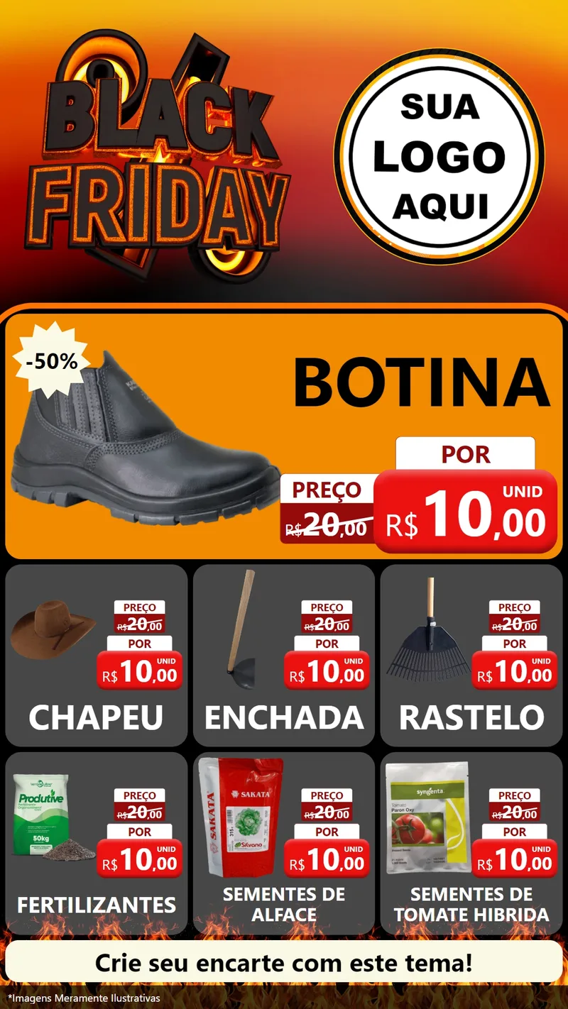 Modelo de Rede Social para Stories com o tema Black Friday para Agropecuária
