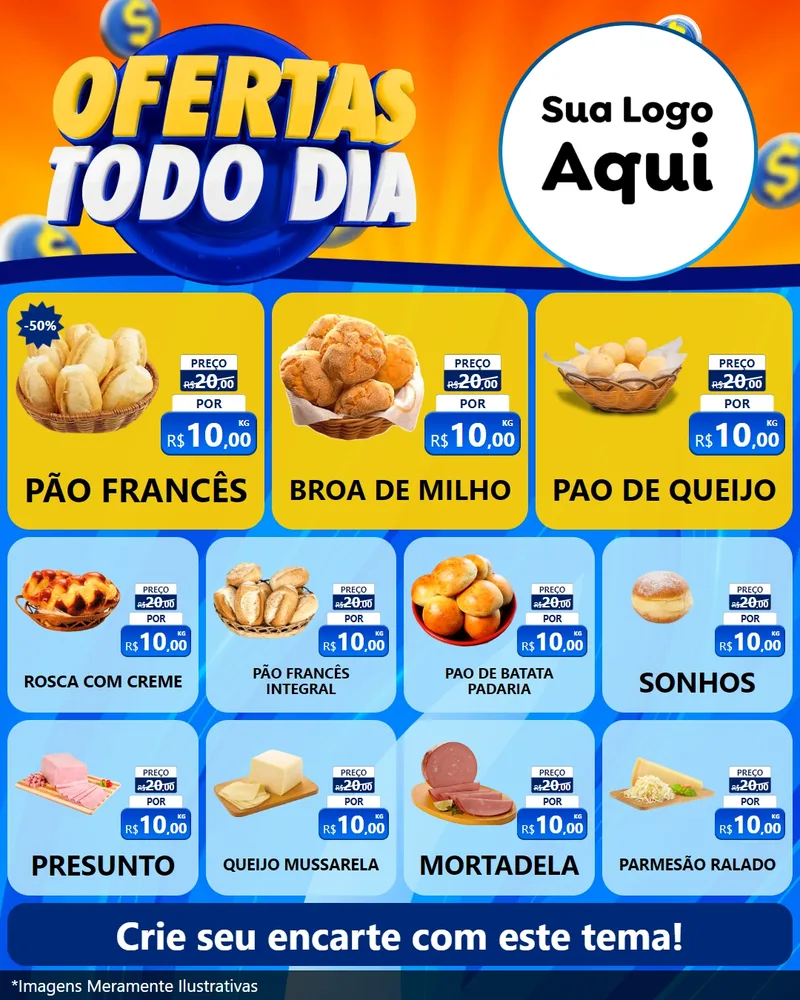 Modelo de Rede Social para Feed Instagram com o tema Ofertas Todo Dia para Padaria