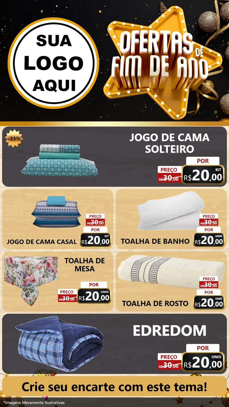 Modelo de TV para TV Vertical com o tema Ofertas de Fim de Ano para Cama, Mesa e Banho