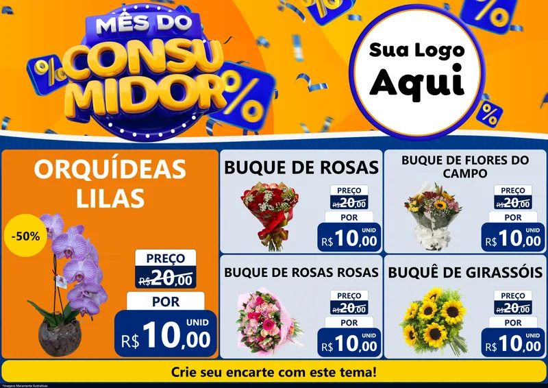 Modelo de Encarte para Encarte A4 Horizontal com o tema Mês do Consumidor para Floricultura e jardim