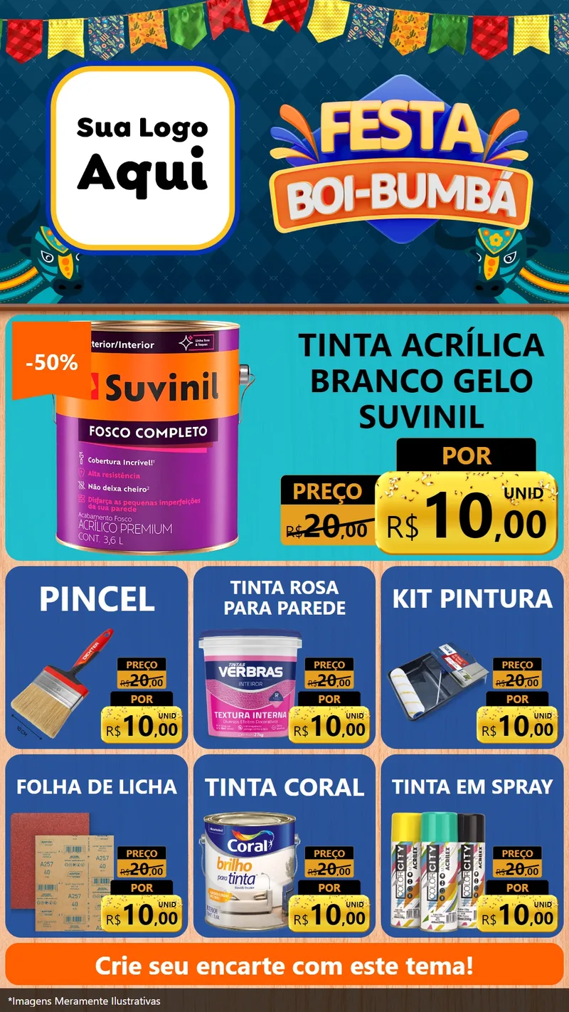 Modelo de Rede Social para Stories com o tema Festa Boi Bumbá para Tintas e Ferramentas