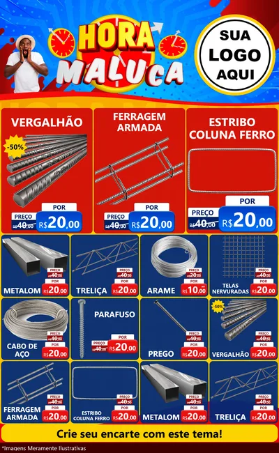 Modelo de Encarte para Encarte Grande com o tema Hora Maluca para Ferragens