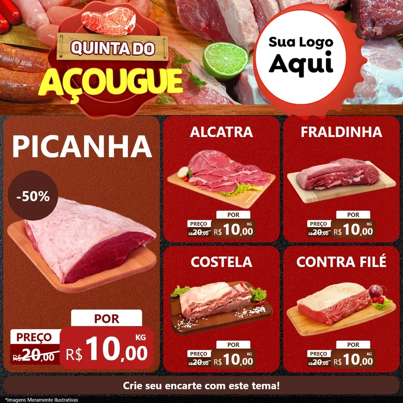 Modelo de Rede Social para Feed Facebook com o tema Quinta do Açougue para Açougue