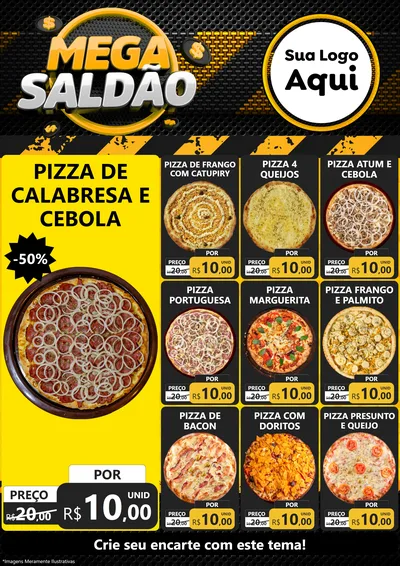 Modelo de Encarte para Encarte A4 Vertical com o tema Mega Saldão para Pizzaria