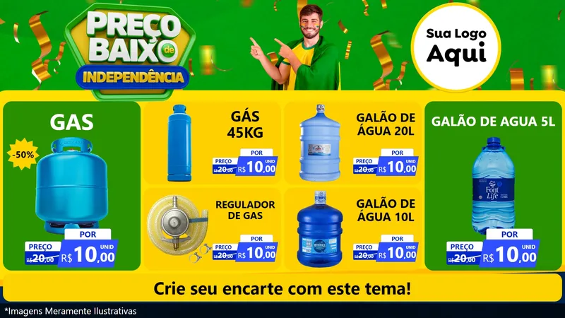 Modelo de TV para TV Horizontal com o tema Preço Baixo de Independência para Água e gás
