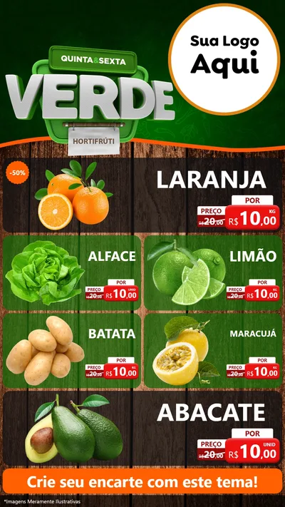 Modelo de TV para TV Vertical com o tema Quinta e Sexta Verde para Hortifrúti