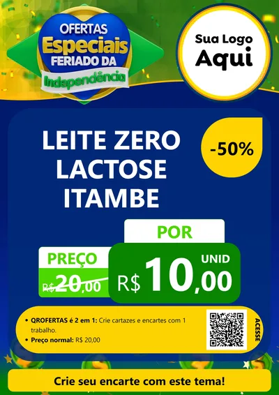 Modelo de Cartaz para Cartaz A4 Vertical com o tema Ofertas Especiais Feriado da Independência para Frios e Laticínios