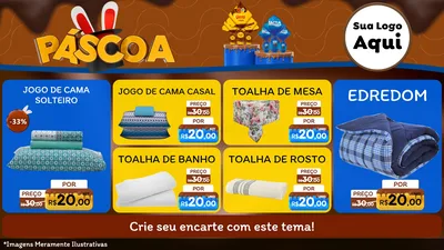 Modelo de TV para TV Horizontal com o tema Páscoa para Cama, Mesa e Banho