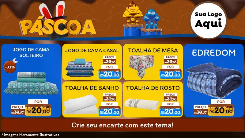 Modelo de TV para TV Horizontal com o tema Páscoa para Cama, Mesa e Banho