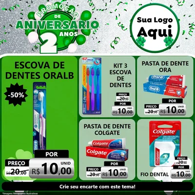 Modelo de Rede Social para Feed Facebook com o tema Promoção de Aniversário - 2 Anos para Higiene Pessoal