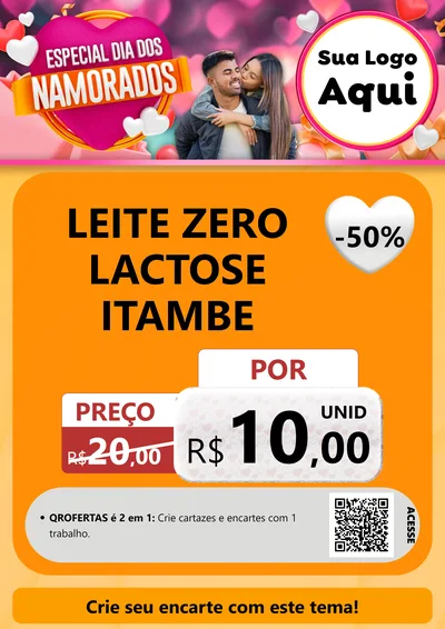 Modelo de Cartaz para Cartaz A4 Vertical com o tema Especial Dia dos Namorados para Frios e Laticínios