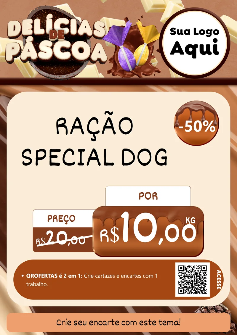 Modelo de Cartaz para Cartaz A4 Vertical com o tema Delícias de Páscoa para Pet Shop