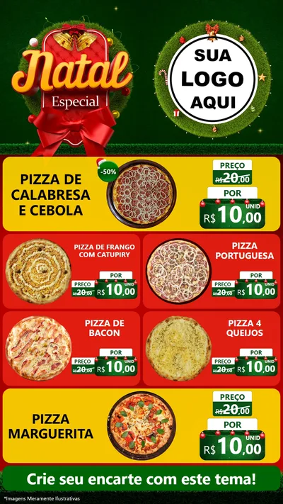 Modelo de TV para TV Vertical com o tema Natal Especial para Pizzaria