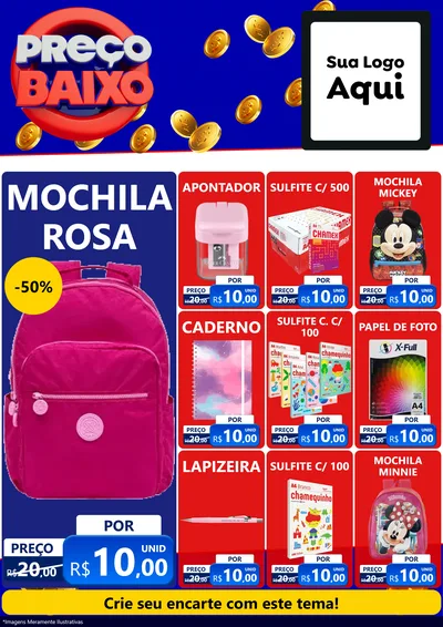 Modelo de Encarte para Encarte A4 Vertical com o tema Preço Baixo para Papelaria