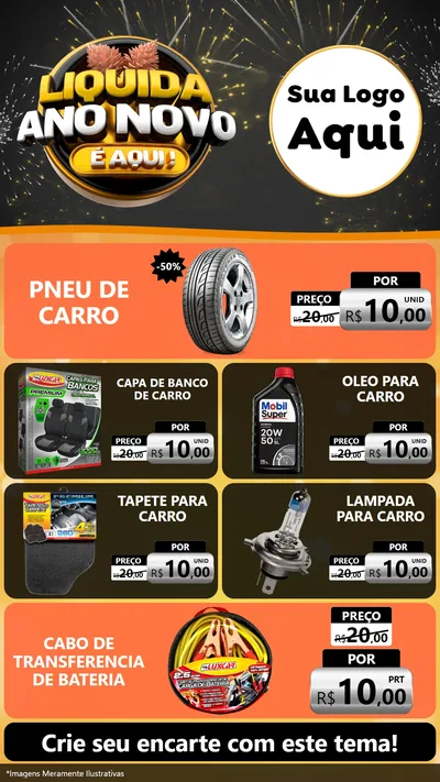 Modelo de TV para TV Vertical com o tema Liquida Ano Novo É Aqui! para Auto peças