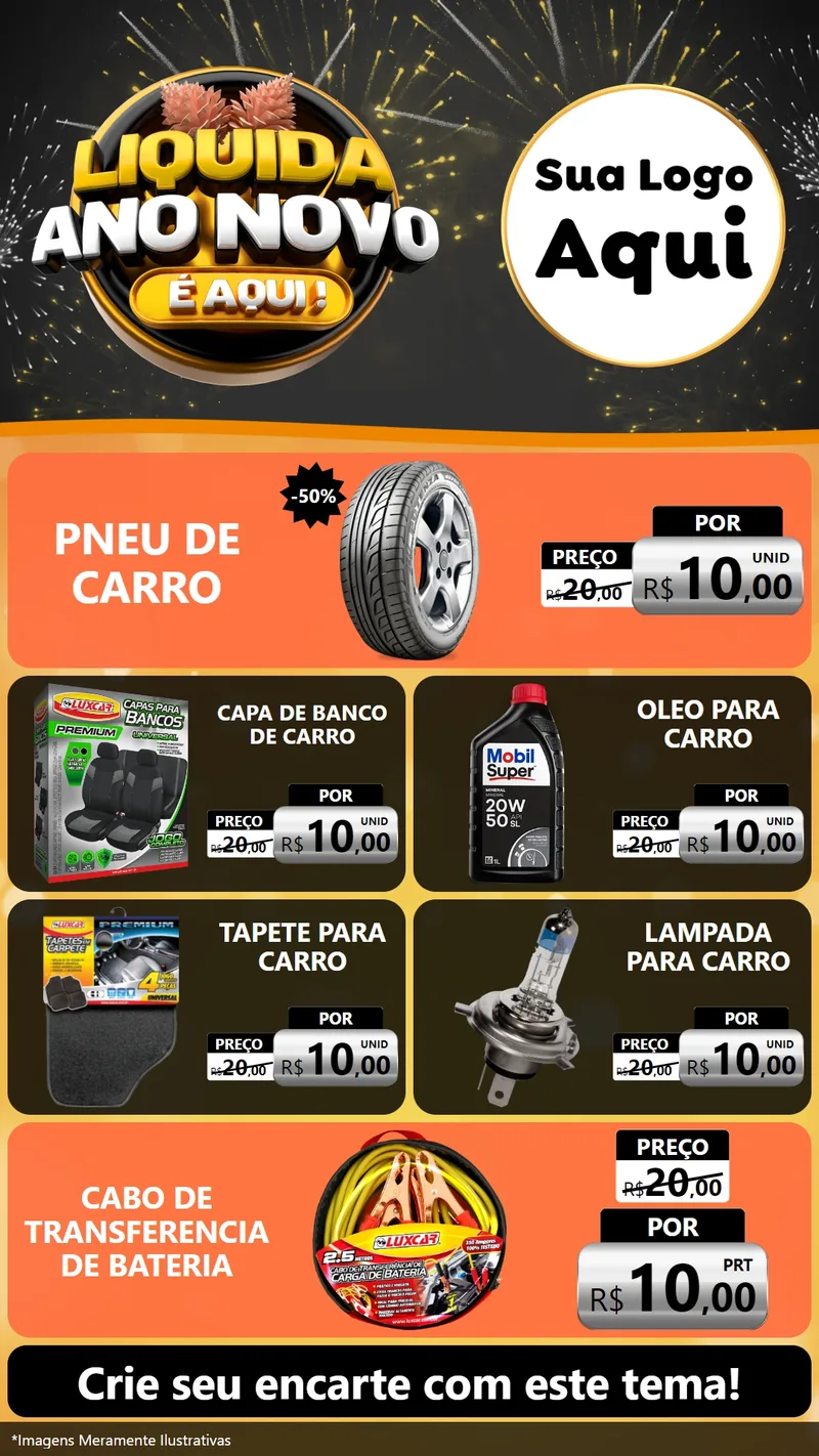 Modelo de TV para TV Vertical com o tema Liquida Ano Novo É Aqui! para Auto peças
