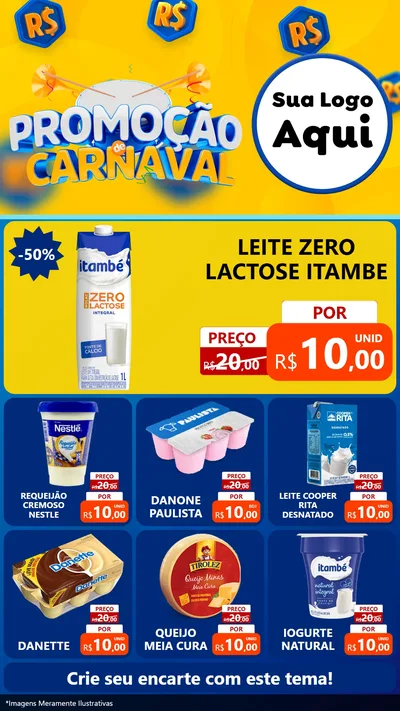 Modelo de Rede Social para Stories com o tema Promoção de Carnaval para Frios e Laticínios